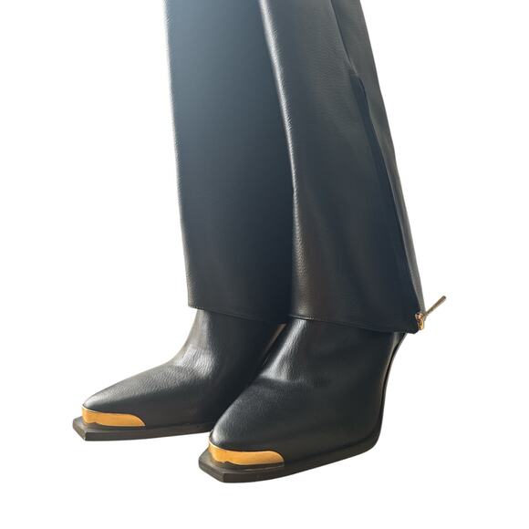 Jessica Simpson Astoli Boot Black Womens 5M Gold Metal Toe Tip Almond Toe ZipUp - Picture 8 of 9